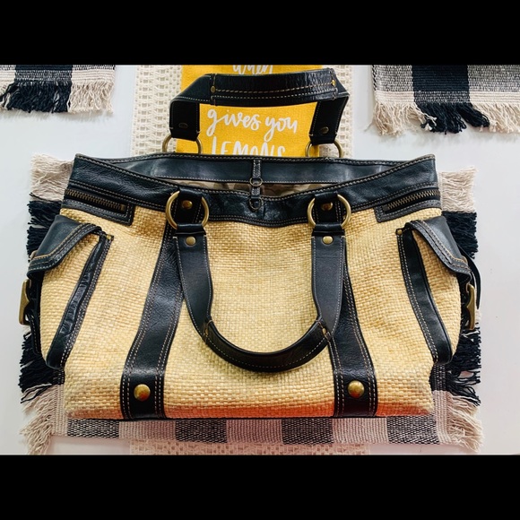 Coach Legacy Straw and Leather Tote - Picture 4 of 12